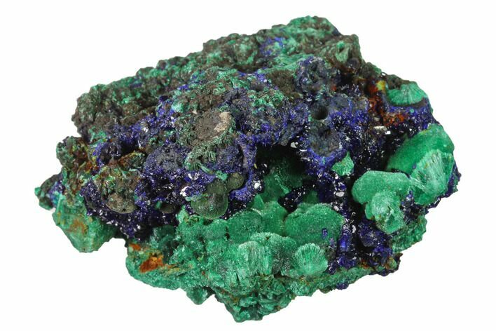 Sparkling Azurite Crystals With Malachite - Laos #142617